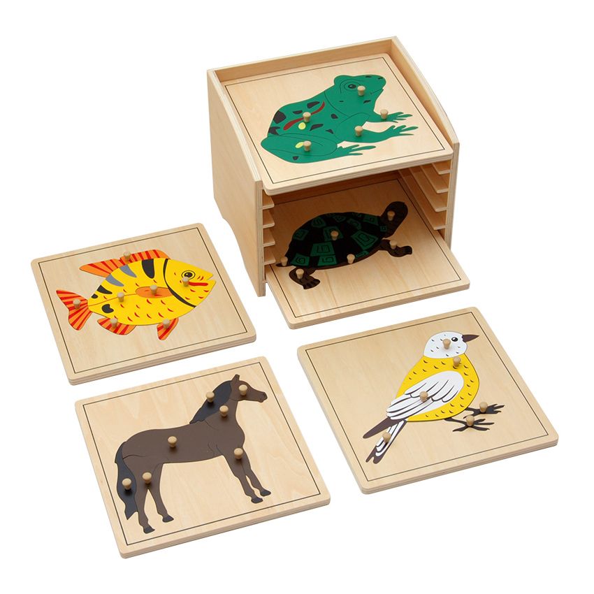 Animal Puzzle Cabinet With 5 Puzzles