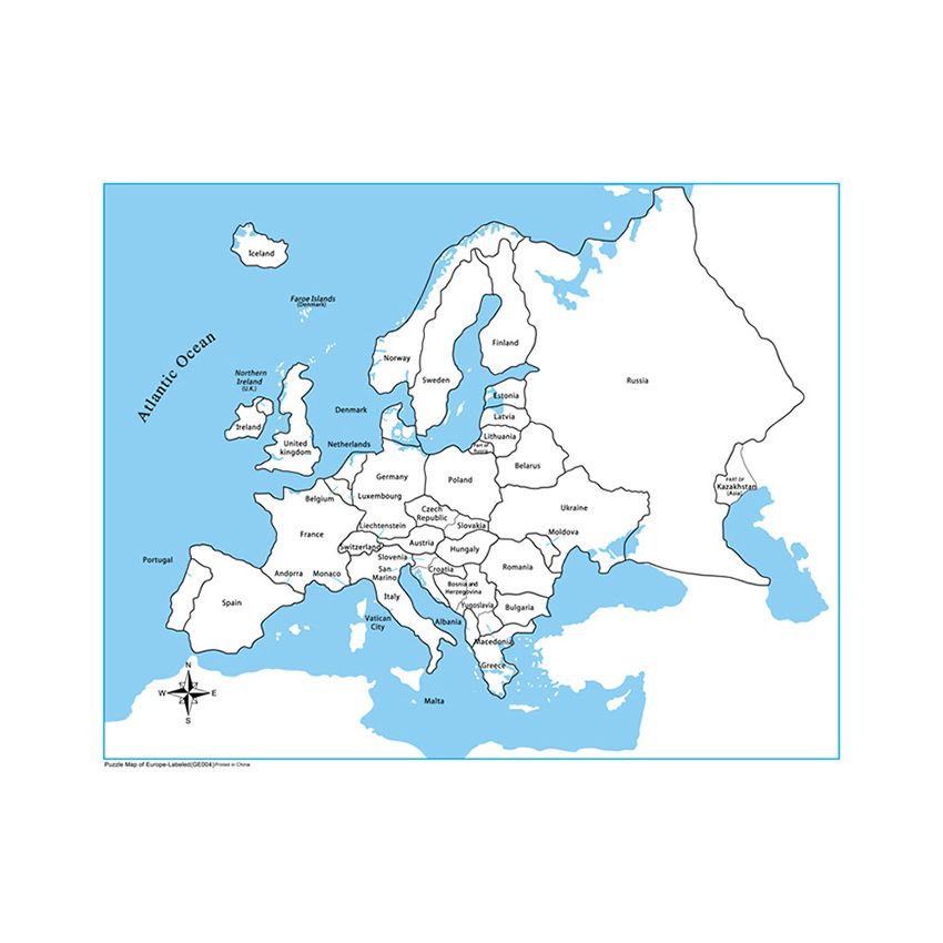 Labeled Europe Control Map - PP Plastic