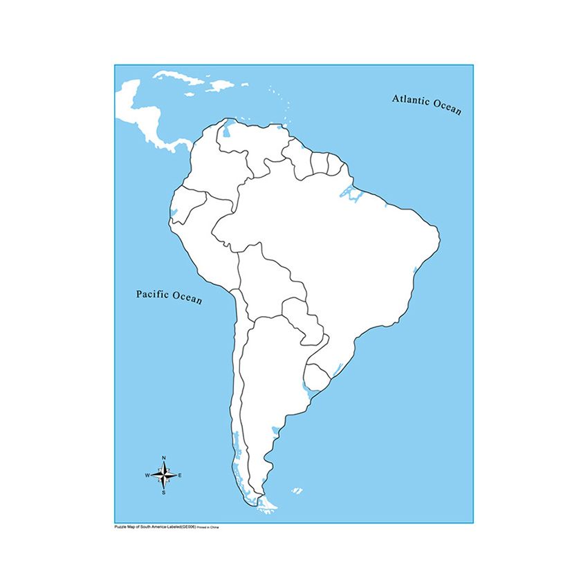 Unlabeled South America Control Map - PP Plastic