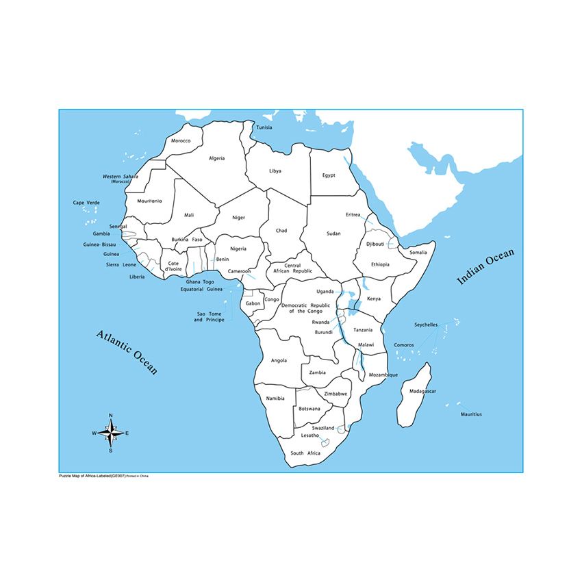 Labeled Africa Control Map - PP Plastic