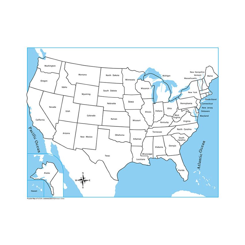 Labeled USA Control Map - PP Plastic