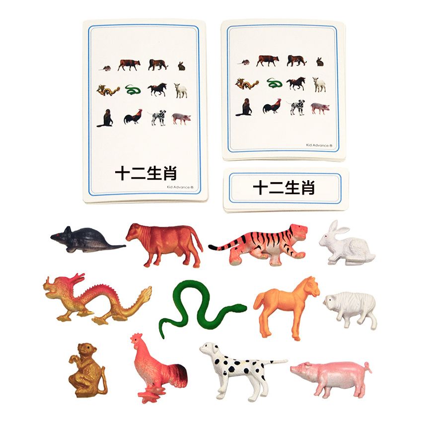 Chinese Zodiac 3 Part Cards With Objects - Chinese Version