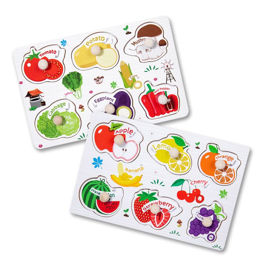 Shape Awareness Puzzle Board - Fruits and Vegetables 