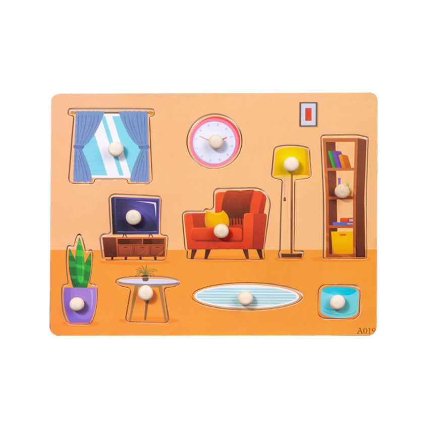 Wooden Wonderment: Living Room Cognition Puzzle
