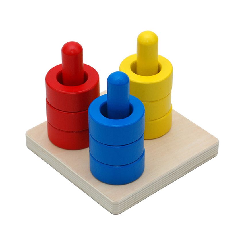 Colored Discs On 3 Colored Dowels