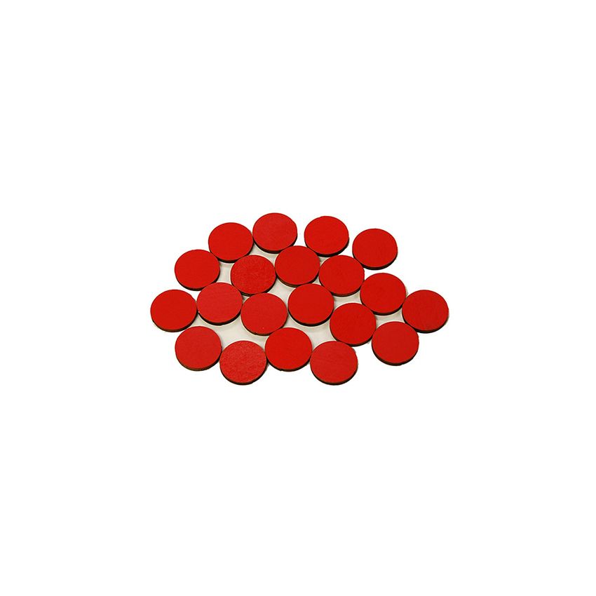 Set Of 20 Red Wooden Counters