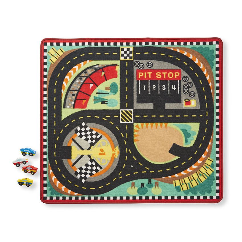 Round The Speedway Race Track Rug & Car Set