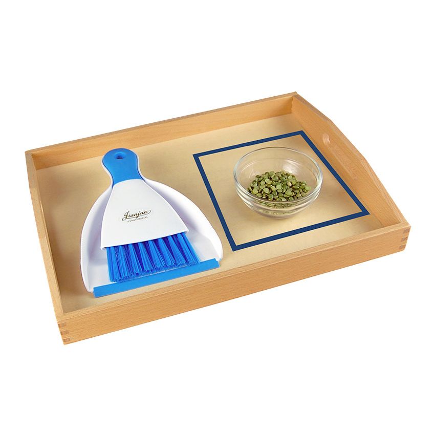 Crumbing A Table With Wooden Tray (Blue Tapes not included)