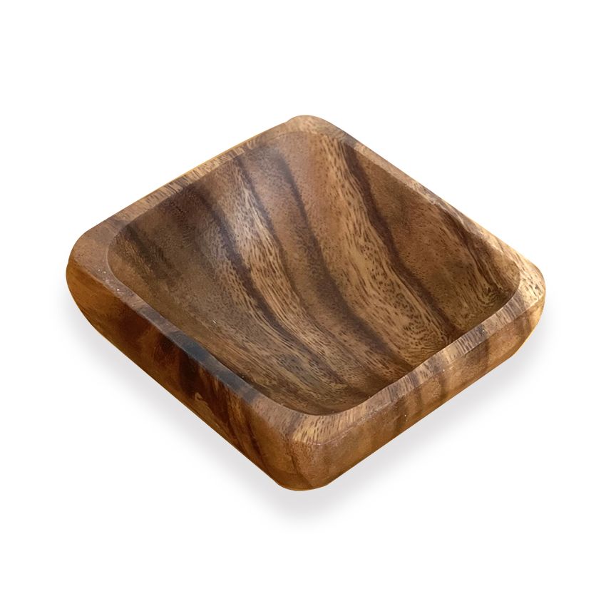 Square Wooden Bowl - 4 inch - Set of 4 in Abaca Net