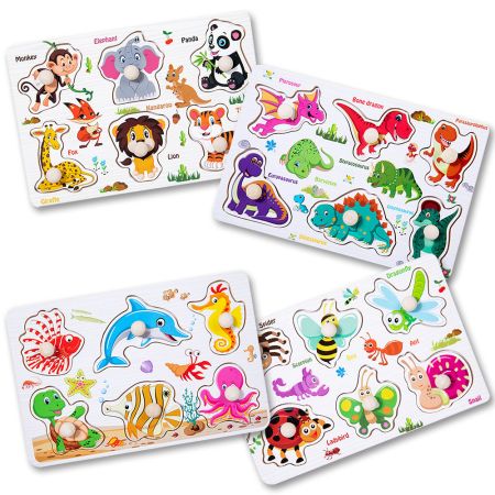 Shape Awareness Puzzle Board - Wild, Dinosaur, Insect, Sea Animals