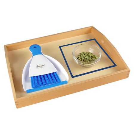 Crumbing A Table With Wooden Tray (Blue Tapes not included)