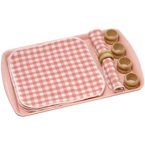 Rolling A Mat With A Napkin Ring - Pink